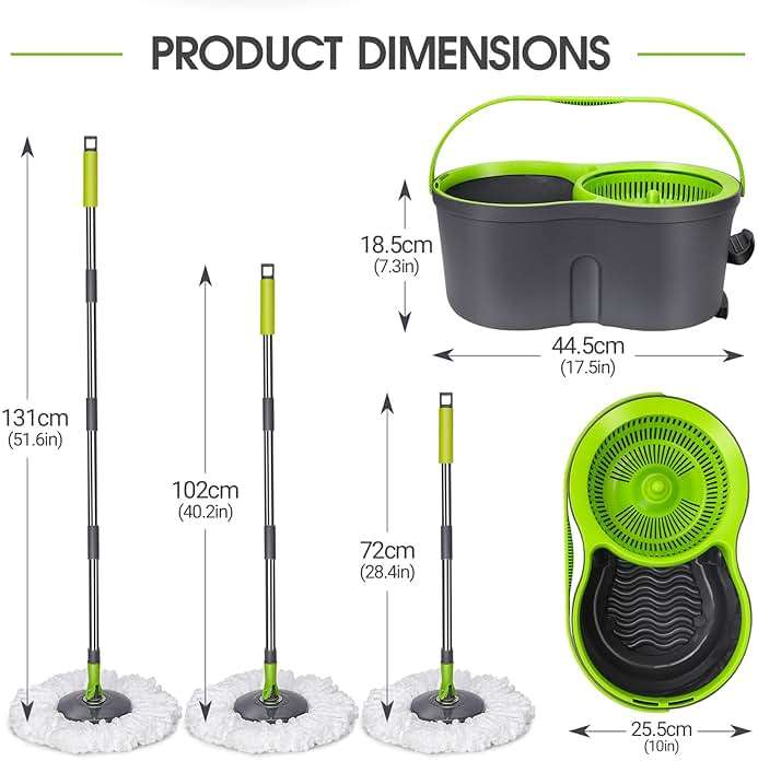 Spin Mop Bucket System,Masthome Pedal Spin Mop and Bucket with Wringer Set,EasyWring Microfiber Mop with 3 Mop Pads,360°Spinning Floor Cleaning System - Home & Office Suitable - Image 3