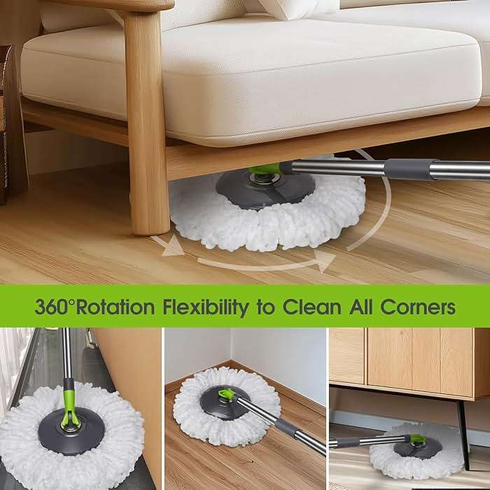 Spin Mop Bucket System,Masthome Pedal Spin Mop and Bucket with Wringer Set,EasyWring Microfiber Mop with 3 Mop Pads,360°Spinning Floor Cleaning System - Home & Office Suitable - Image 6