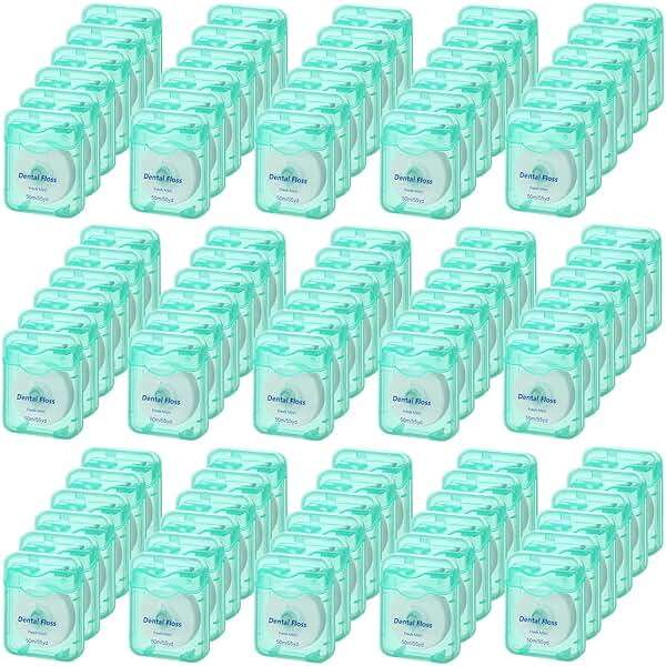 Mimorou 96 Pack Dental Floss Bulk Mint Flavored Floss 50m Each Travel Dental Oral Care for Teeth Protection(Mint Green) - Image 1