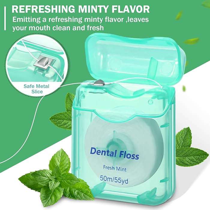 Mimorou 96 Pack Dental Floss Bulk Mint Flavored Floss 50m Each Travel Dental Oral Care for Teeth Protection(Mint Green) - Image 3