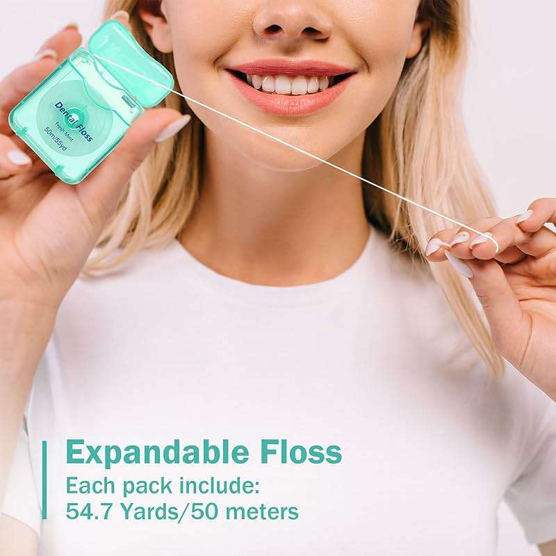 Mimorou 96 Pack Dental Floss Bulk Mint Flavored Floss 50m Each Travel Dental Oral Care for Teeth Protection(Mint Green) - Image 5