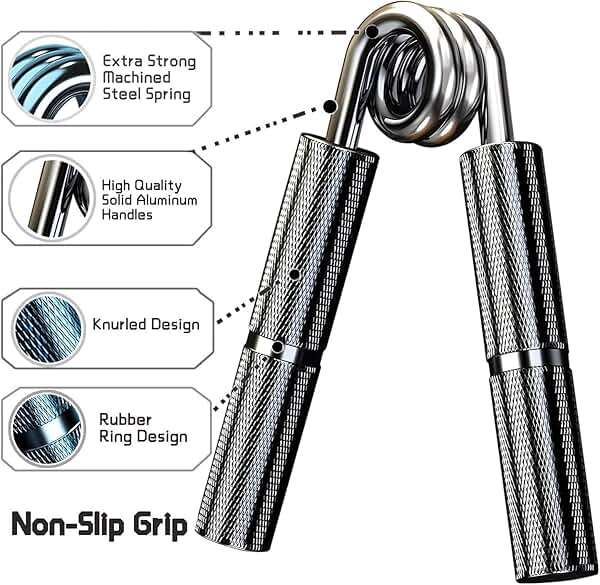 WANSPOORTS Silver Metal Hand Grip Set, 50LB-400LB No Slip Heavy-Duty Grip Strengthener Great Wrist & Forearm Hand Exerciser, Home Gym, Hand Gripper Grip Strength Trainer - Image 9