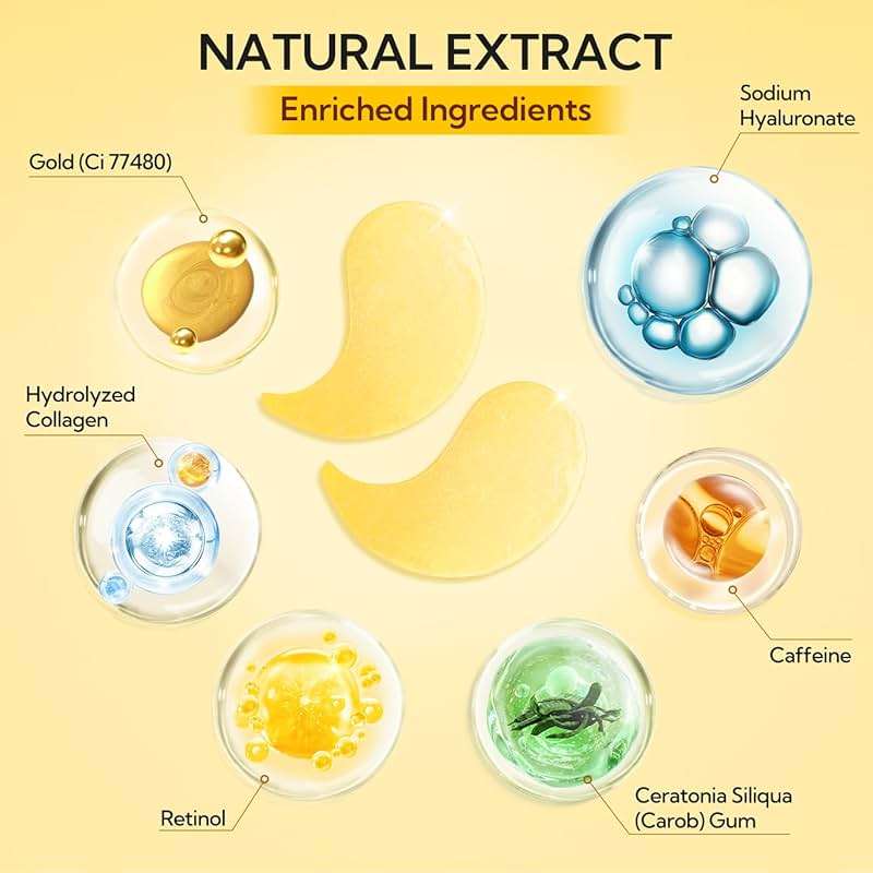 LANBENA Under Eye Patches (30 Pairs) - Gold Under Eye Mask Retinol & Collagen, Under Eye Mask for Face Care, Eye Masks for Dark Circles and Puffiness, Under Eye Masks for Beauty & Personal Care - Image 2