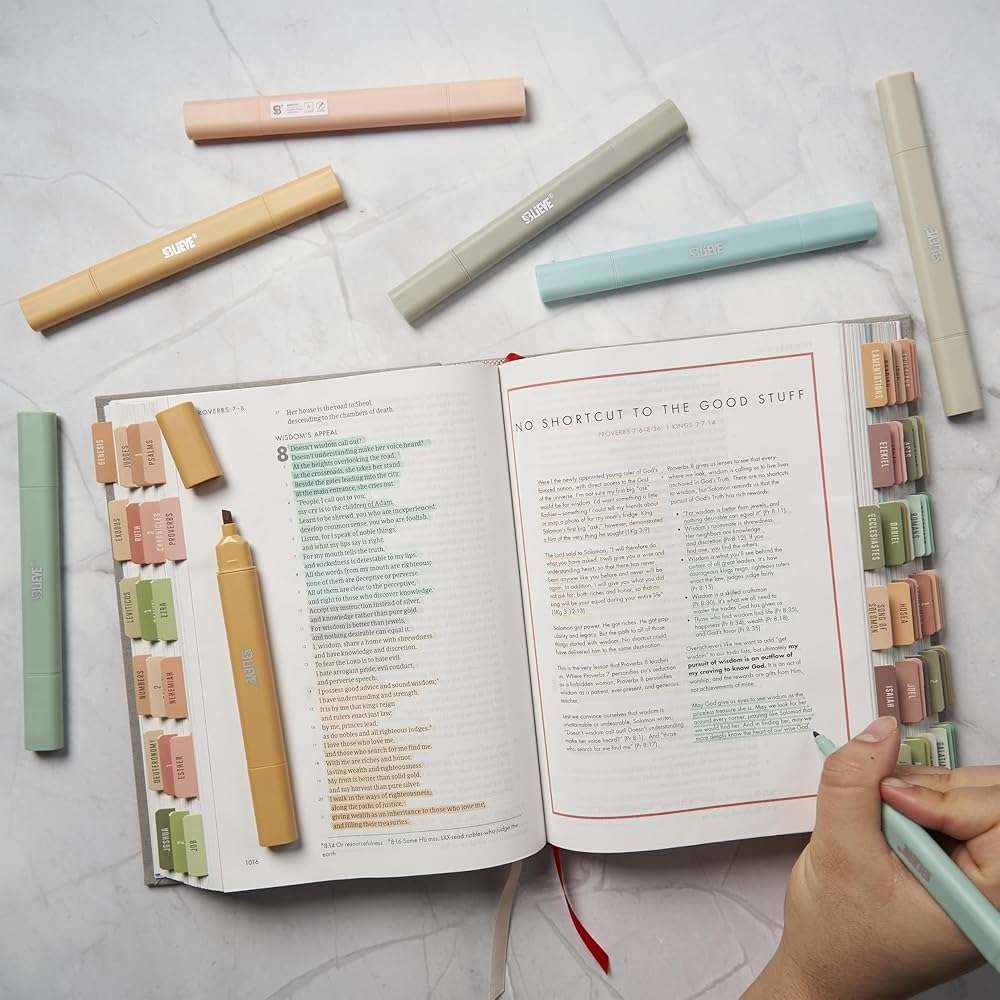 BLIEVE Bible Highlighters No Bleed Through, Pastel Colors, Dual Tip, 8 Pack | Aesthetic Cute Highlighters, Chisel Tip & Fine Point For Bible & Journaling, Back To School Supplies - Image 2