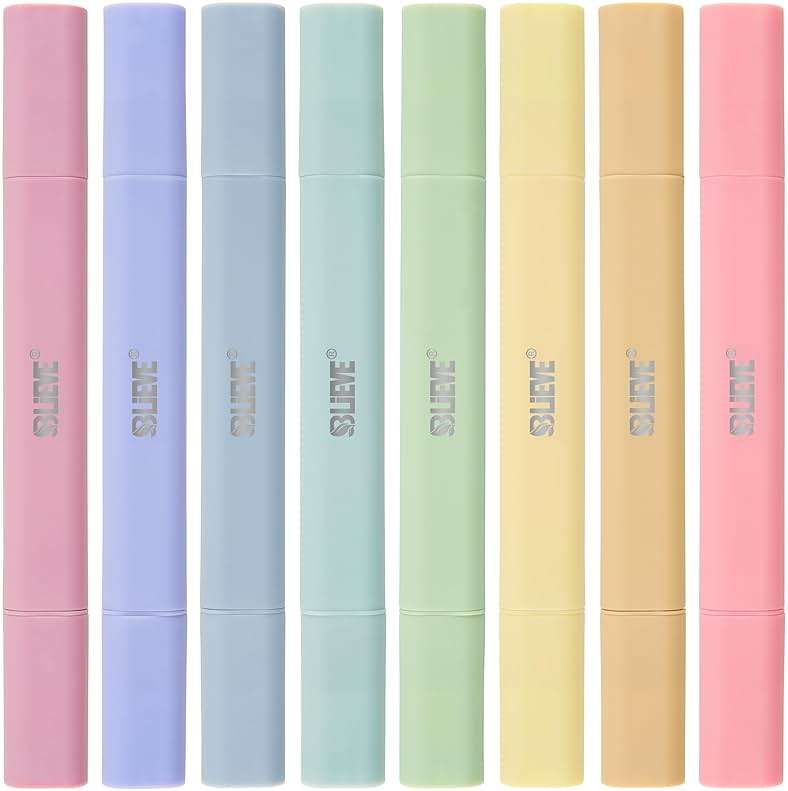 BLIEVE Bible Highlighters No Bleed Through, Pastel Colors, Dual Tip, 8 Pack | Aesthetic Cute Highlighters, Chisel Tip & Fine Point For Bible & Journaling, Back To School Supplies - Image 1