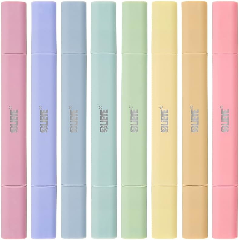 BLIEVE Bible Highlighters No Bleed Through, Pastel Colors, Dual Tip, 8 Pack | Aesthetic Cute Highlighters, Chisel Tip & Fine Point For Bible & Journaling, Back To School Supplies - Product Image