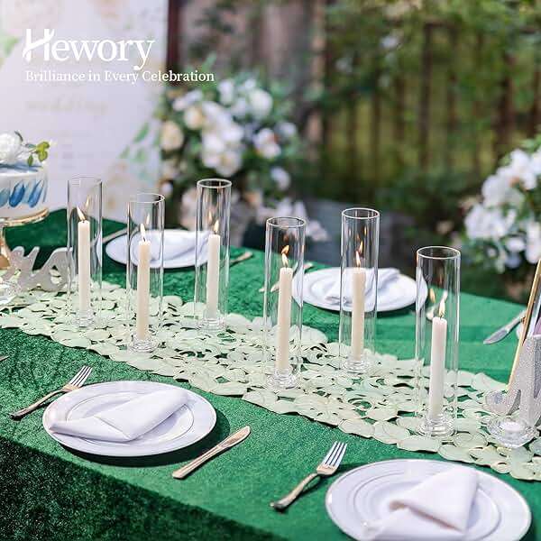 Hewory Hurricane Glass Candle Holders: 10 PCS Clear Open Ended Cylinder Candle Holder Sleeve for Candlestick Holders - Taper Candle Holder Bulk for Wedding Christmas Centerpiece Decor (D 2.5" x H 11") - Image 4