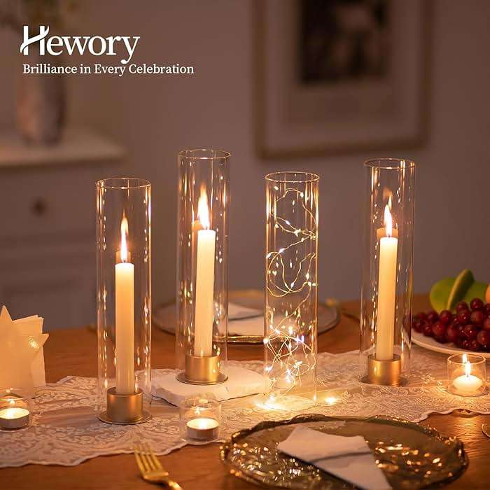 Hewory Hurricane Glass Candle Holders: 10 PCS Clear Open Ended Cylinder Candle Holder Sleeve for Candlestick Holders - Taper Candle Holder Bulk for Wedding Christmas Centerpiece Decor (D 2.5" x H 11") - Image 5