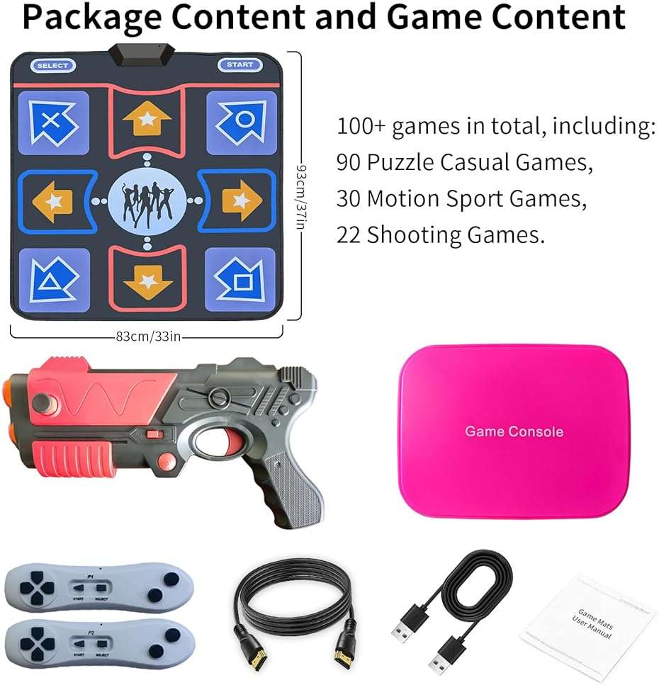 Damcoola Retro TV Game Console for Kids,Kids TV Games with Dance Mat,with 21 AR Gun Shooting Game, 200+ Dance mat Songs,100+ independently Developed Games, Plug and Play,Giftware for Boys & Girls - Image 8