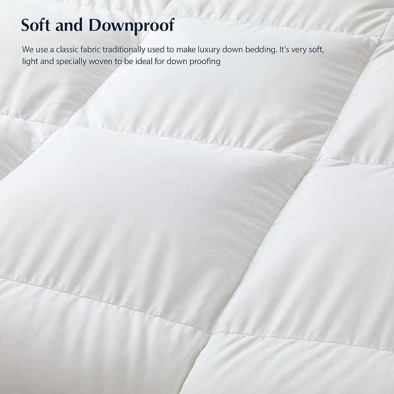 Pacific Coast Goose Feather Down Fiber Comforters Queen Size, Extra Fluffy White Duvet Insert, Ultra-Soft, Breathable, All Season Hotel Luxury Bedding Comforters, 8 Corner & Center Loops (90"x90") - Image 8
