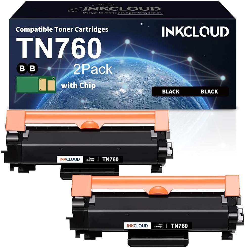 TN760 Toner Catridges Compatible for Brother TN-760 TN730 Work with Brother HL-L2350DW HL-L2390DW HL-L2395DW HL-L2370DW MFC-L2710DW MFC-L2750DW DCP-L2550DW Printer - 2Black High Yield - Image 1