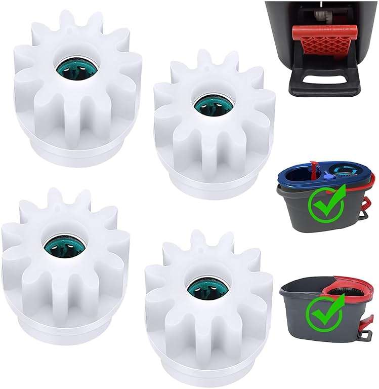 Spin Mop Bucket Gear Easy Mop Pedal Broom Bearing Gears Repair Compatible with Ocedar Vilida, One Way Clutch Bearing Bucket Gear Sprockets for 90% Rotation Mop Bucket (4PCS Gears) - Image 1