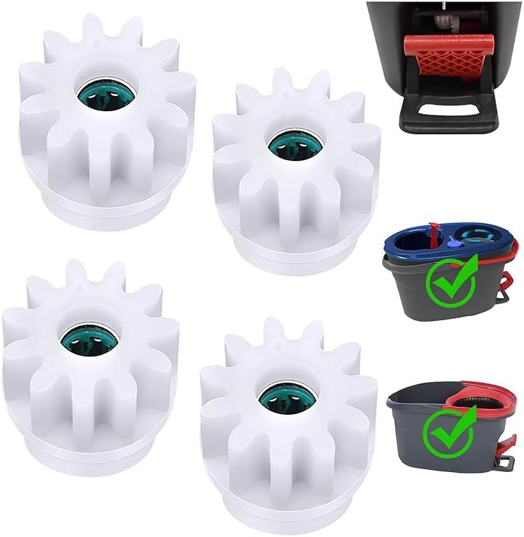 Spin Mop Bucket Gear Easy Mop Pedal Broom Bearing Gears Repair Compatible with Ocedar Vilida, One Way Clutch Bearing Bucket Gear Sprockets for 90% Rotation Mop Bucket (4PCS Gears) - Product Image