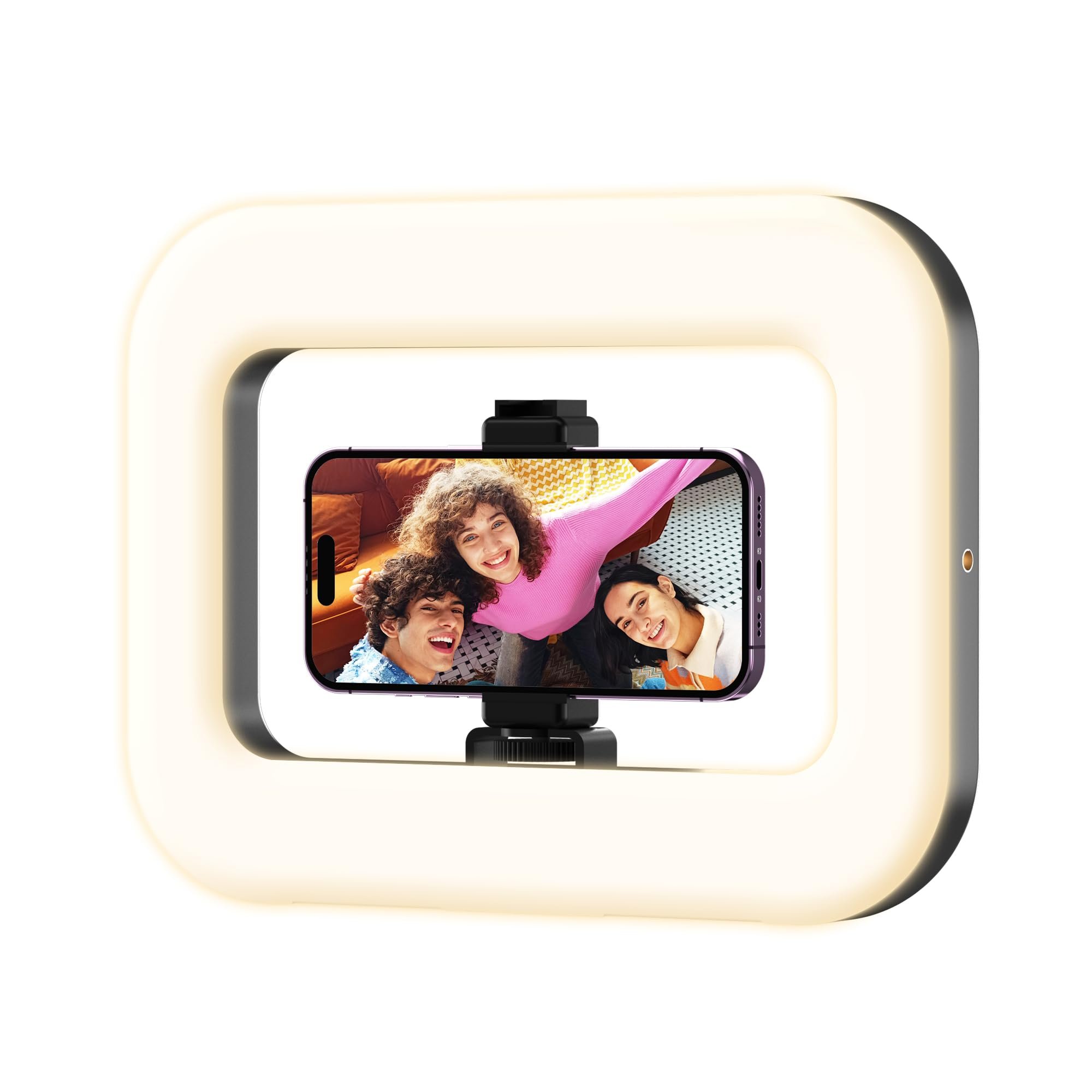 Rechargeable Ring Light Without Stand, Cordless Square Ring Light for 360 Photo Booth Accessories, Phone Video Stabilizer for iPhone with 4000mAh Built-in Battery for Video Recording Streaming - Product Image