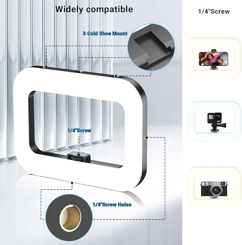 Rechargeable Ring Light Without Stand, Cordless Square Ring Light for 360 Photo Booth Accessories, Phone Video Stabilizer for iPhone with 4000mAh Built-in Battery for Video Recording Streaming - Image 4
