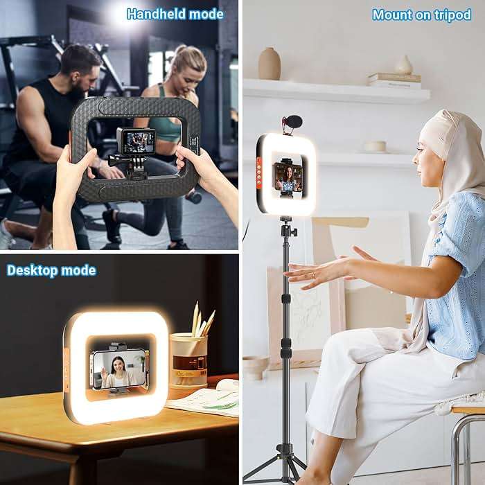 Rechargeable Ring Light Without Stand, Cordless Square Ring Light for 360 Photo Booth Accessories, Phone Video Stabilizer for iPhone with 4000mAh Built-in Battery for Video Recording Streaming - Image 6