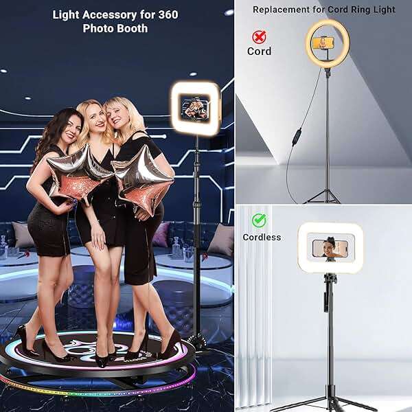 Rechargeable Ring Light Without Stand, Cordless Square Ring Light for 360 Photo Booth Accessories, Phone Video Stabilizer for iPhone with 4000mAh Built-in Battery for Video Recording Streaming - Image 7