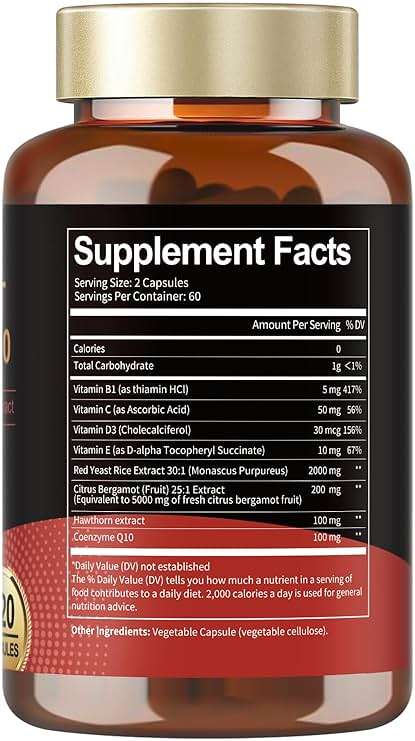 Totaria Red Yeast Rice 2,000mg with CoQ10 Supplement - Advanced Healthy Heart & Healthy Cholesterol Levels - Citrinin Free Extract Red Yeast Rice Capsules Plus Citrus Bergamot - Vegan, Non-GMO - Image 9