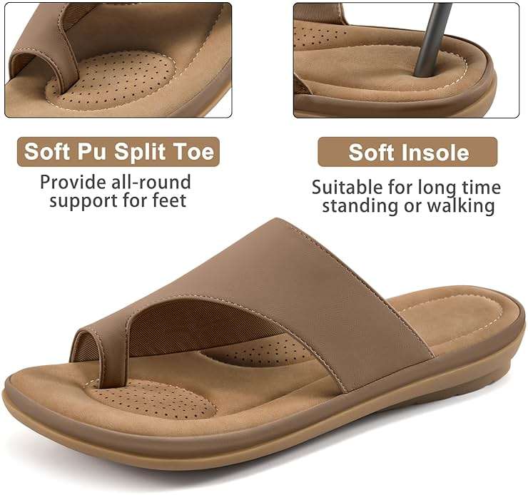 Reimferce Summer Flat Sandals for Women: Comfortable Walking Dressy Slides for 2026 - Ladies Orthopedic Casual Shoes Indoor Outdoor - Image 4