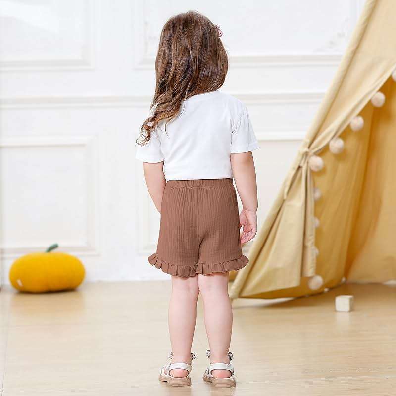 DREAM BUS 3 Pack Baby Girls Shorts Toddler Summer Casual Shorts Cotton Toddler Girls Ruffled Shorts Newborn Infant Bloomers - Image 3