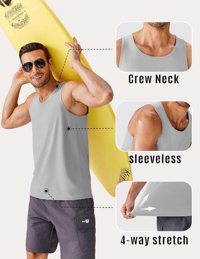 PINSPARK Beach Tank Tops for Men Summer Quick Dry Sleeveless Gym Workout Shirts Mens Athletic Running Tank Top UPF 50+ - Image 4