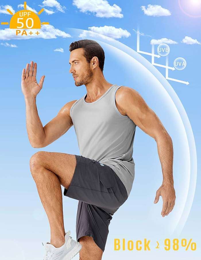 PINSPARK Beach Tank Tops for Men Summer Quick Dry Sleeveless Gym Workout Shirts Mens Athletic Running Tank Top UPF 50+ - Image 5