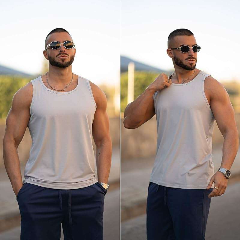 PINSPARK Beach Tank Tops for Men Summer Quick Dry Sleeveless Gym Workout Shirts Mens Athletic Running Tank Top UPF 50+ - Image 6