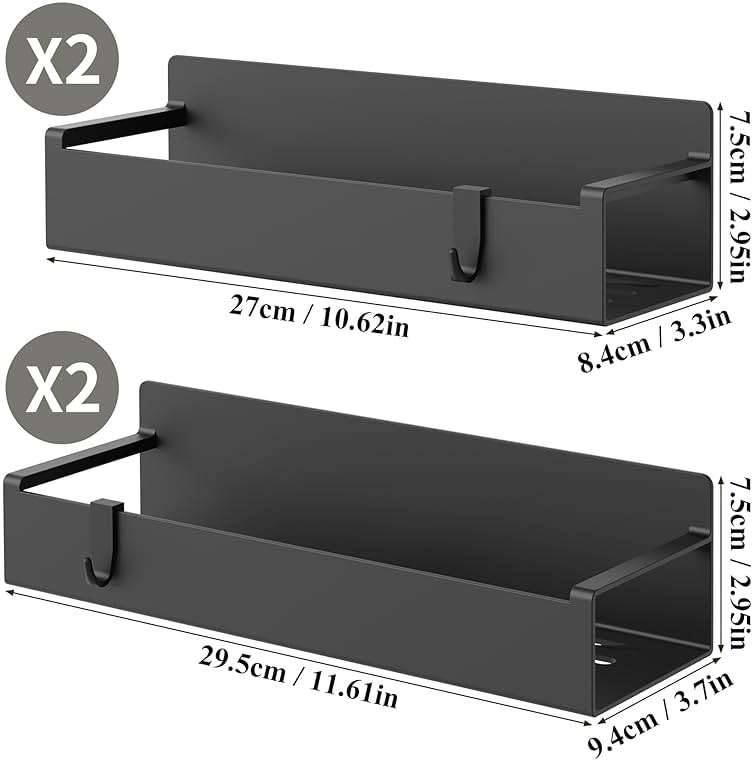 HuggieGems 4 Pack Magnetic Spice Rack Organizer for Refrigerator and Oven, Black Fridge Organizers and Storage for Kitchen - Image 2