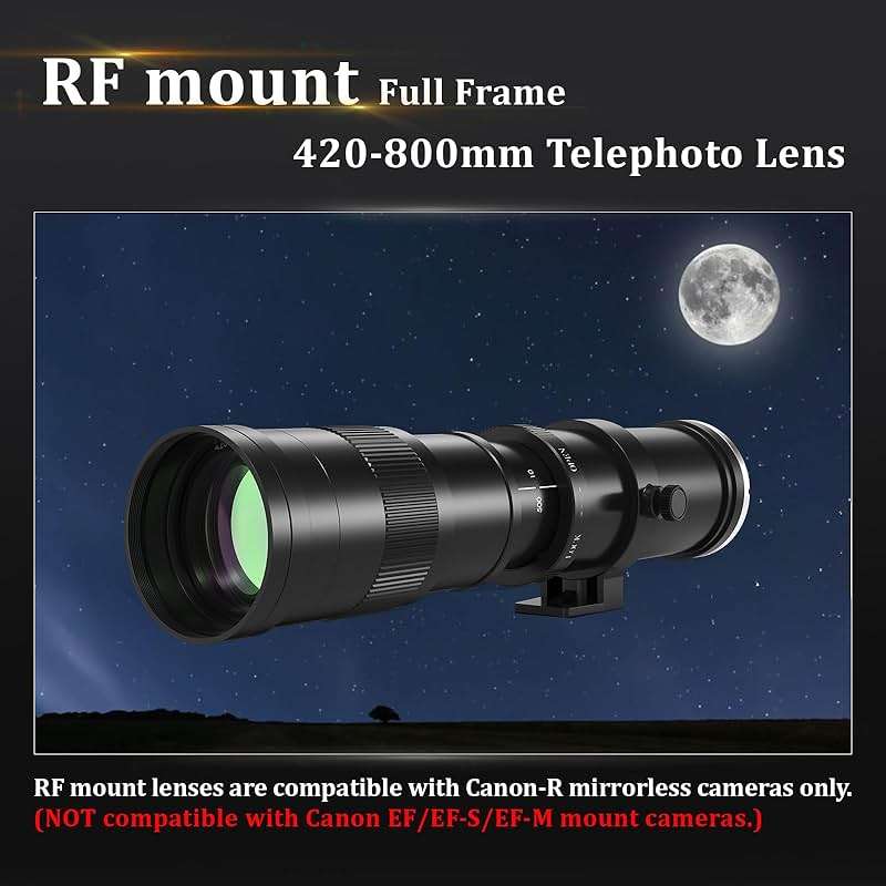 BENOISON Telephoto Lens RF Lens for Canon, 420-800mm Manual Focus MF Zoom Lens for Canon EOS R, Ra, RP, R3, R5, R5 C, R6, R6 Mark II, R7, R8, R10, R50, R100 Mirrorless - Image 2