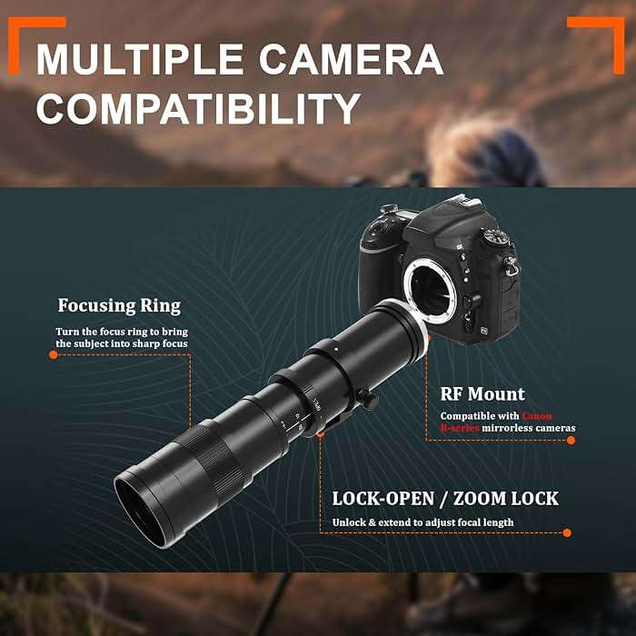 BENOISON Telephoto Lens RF Lens for Canon, 420-800mm Manual Focus MF Zoom Lens for Canon EOS R, Ra, RP, R3, R5, R5 C, R6, R6 Mark II, R7, R8, R10, R50, R100 Mirrorless - Image 5