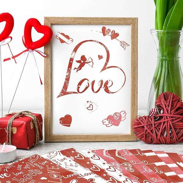 Valentines Pattern Paper Double Sided Valentine Decorative Scrapbook Craft Paper,Love Heart Red Black Cardstock for Valentines Craft Supplies Card Making Scrapbook(12 Design,24 Sheet,11 x 11 Inch) - Image 4
