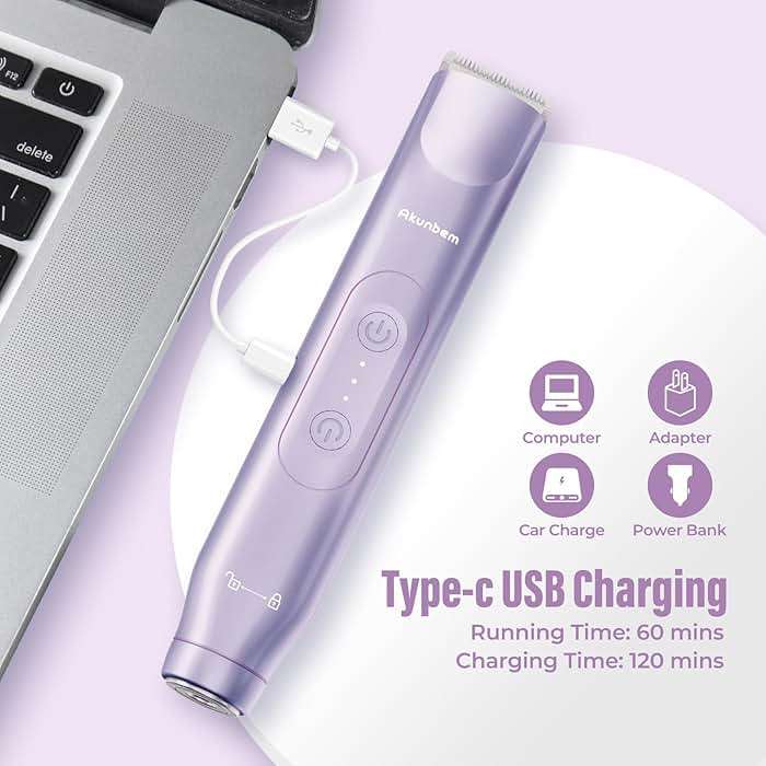 Akunbem Bikini Trimmer for Women - 2 in 1 Electric Razors for Women - Dual Head Electric Shaver - IPX7 Waterproof Wet & Dry Use Body Hair Trimmer and Facial Hair Remover for Bikini Underarm Leg Arm - Image 4