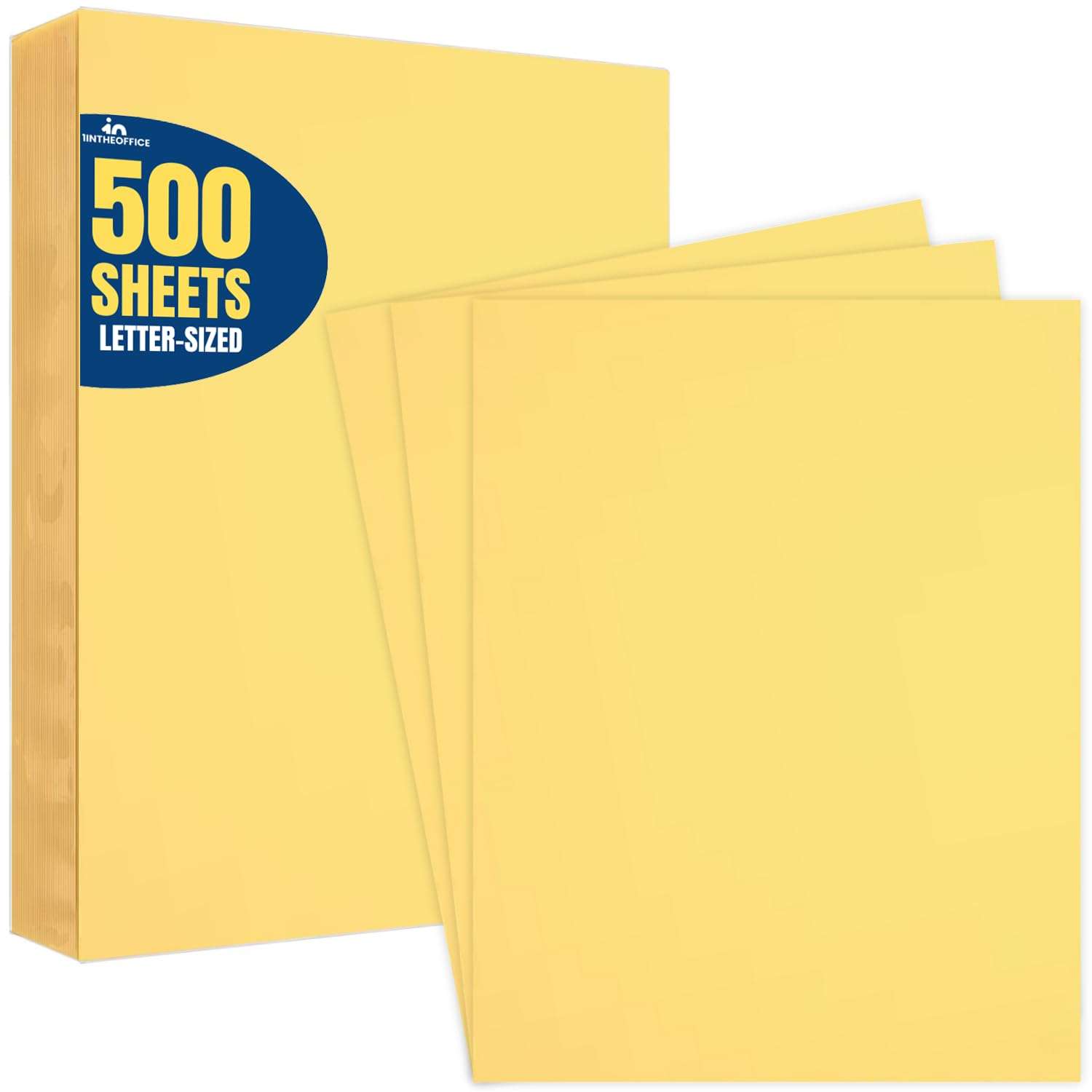 1InTheOffice Yellow Copy Paper, Printer Paper, Colored Copy Paper, 20 lbs., 8.5" x 11", 20 lbs., 500 Pack - Image 1
