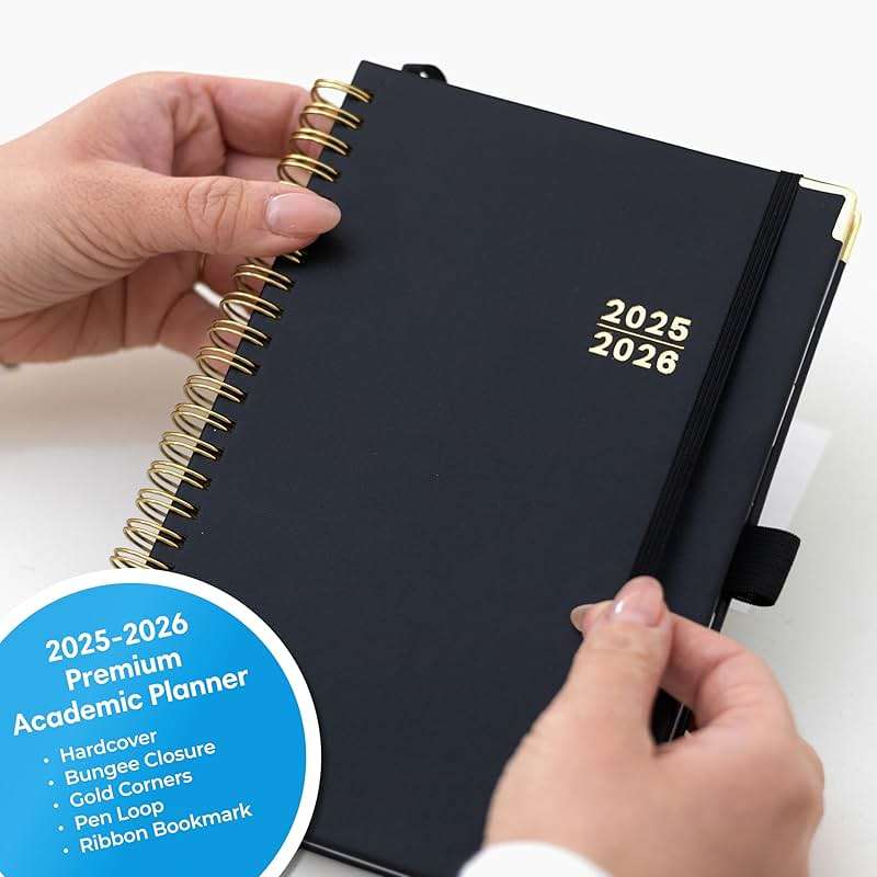 Blue Sky 2025-2026 Weekly and Monthly Academic Year Planner Calendar, July 2025 - June 2026, 5" x 8", Faux Leather Cover, Wirebound, Storage Pocket, Laminated Tabs, Black - Image 5