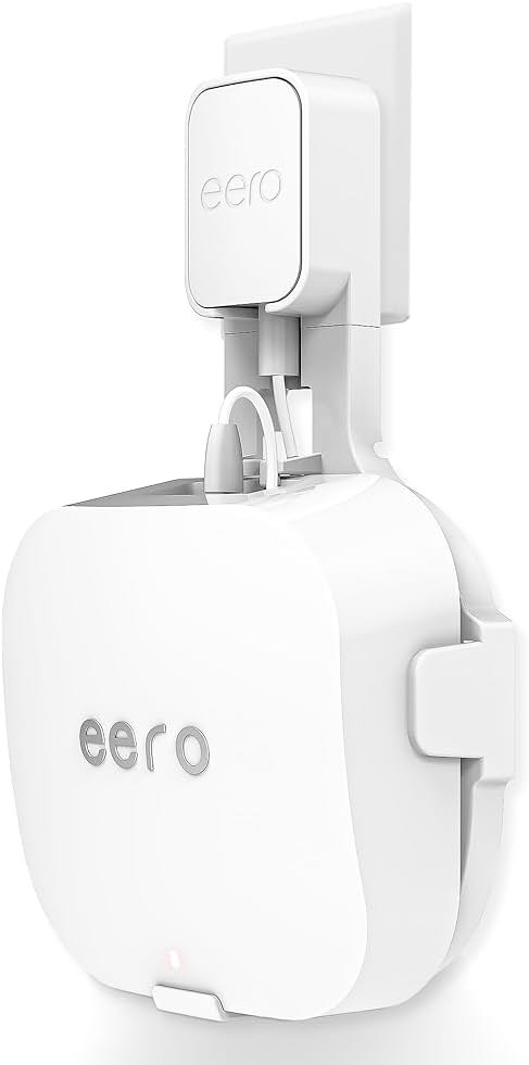 CUHIOY Wall Mount Holder for eero pro 6/6e, Sleek Secure Wire Organizer for Wi-Fi System, Plug and Play, Durable ABS Material (White, 1-Pack) - Product Image