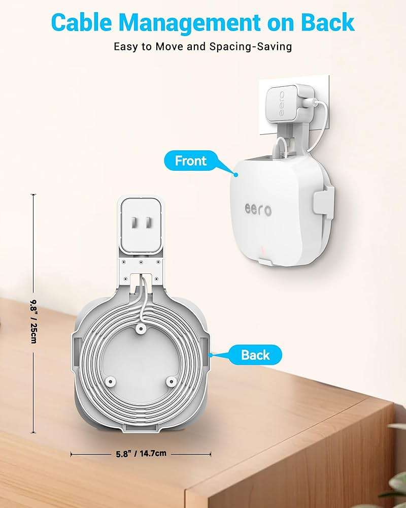 CUHIOY Wall Mount Holder for eero pro 6/6e, Sleek Secure Wire Organizer for Wi-Fi System, Plug and Play, Durable ABS Material (White, 1-Pack) - Image 3