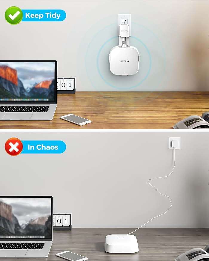 CUHIOY Wall Mount Holder for eero pro 6/6e, Sleek Secure Wire Organizer for Wi-Fi System, Plug and Play, Durable ABS Material (White, 1-Pack) - Image 4