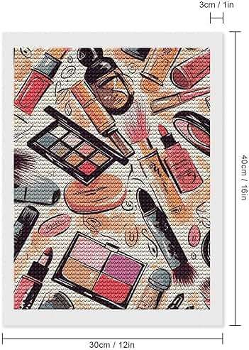 FZMTLDS Cosmetic and Makeup Theme Pattern Diamond Painting Kits 12"x16" Cute Gem Art Painting Full Drill Diamond Dots Paintings for Beginners DIY Diamonds Pictures for Adults Home Wall Decor - Image 2
