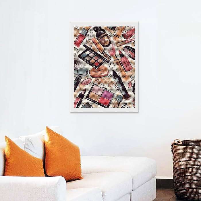 FZMTLDS Cosmetic and Makeup Theme Pattern Diamond Painting Kits 12"x16" Cute Gem Art Painting Full Drill Diamond Dots Paintings for Beginners DIY Diamonds Pictures for Adults Home Wall Decor - Image 6
