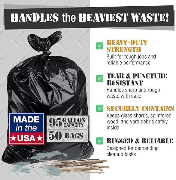 95-96 Gallon Extra-Large Black Garbage Can Liners, Heavy-Duty Trash Bags, 50 Bags, 1.5 Mil Thick, Ideal for Commercial & Home Use - Image 3