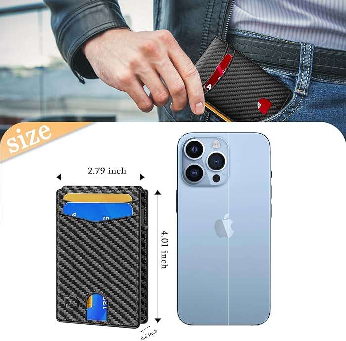 SMART CC Mens Wallet Card Holder,Pop Up Wallet, Bifold Card Holder, ID Window, Cash Money Strap, Gifts for Men Valentines Day (CarbonBlack1) - Image 4