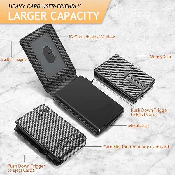 SMART CC Mens Wallet Card Holder,Pop Up Wallet, Bifold Card Holder, ID Window, Cash Money Strap, Gifts for Men Valentines Day (CarbonBlack1) - Image 5