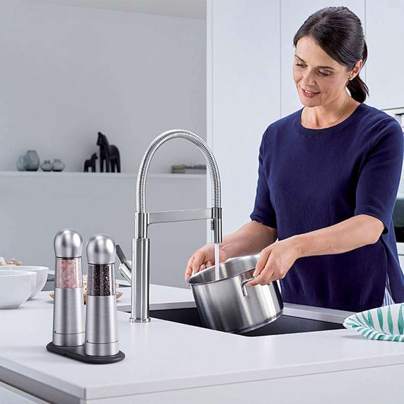 COSPRO Electric Salt and Pepper Grinder Set of 2 – Rechargeable Stainless Steel Mills with Qi-Wireless Charging Base | One-Hand Operation | Adjustable Coarseness | Easy Clean | Automatic Spice Grinder - Image 9