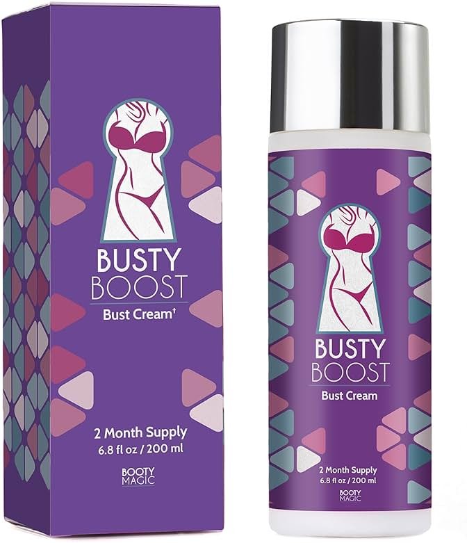 Busty Boost Breast Enhancement Cream – Natural Firming & Lifting Cream for Fuller, Firmer Breasts – Infused with Maca Root, Wild Yam, Guggul Resin & Gotu Kola – Made in the USA – (2 Month Supply) - Product Image