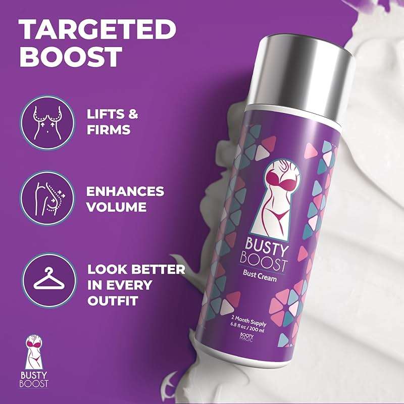 Busty Boost Breast Enhancement Cream – Natural Firming & Lifting Cream for Fuller, Firmer Breasts – Infused with Maca Root, Wild Yam, Guggul Resin & Gotu Kola – Made in the USA – (2 Month Supply) - Image 3