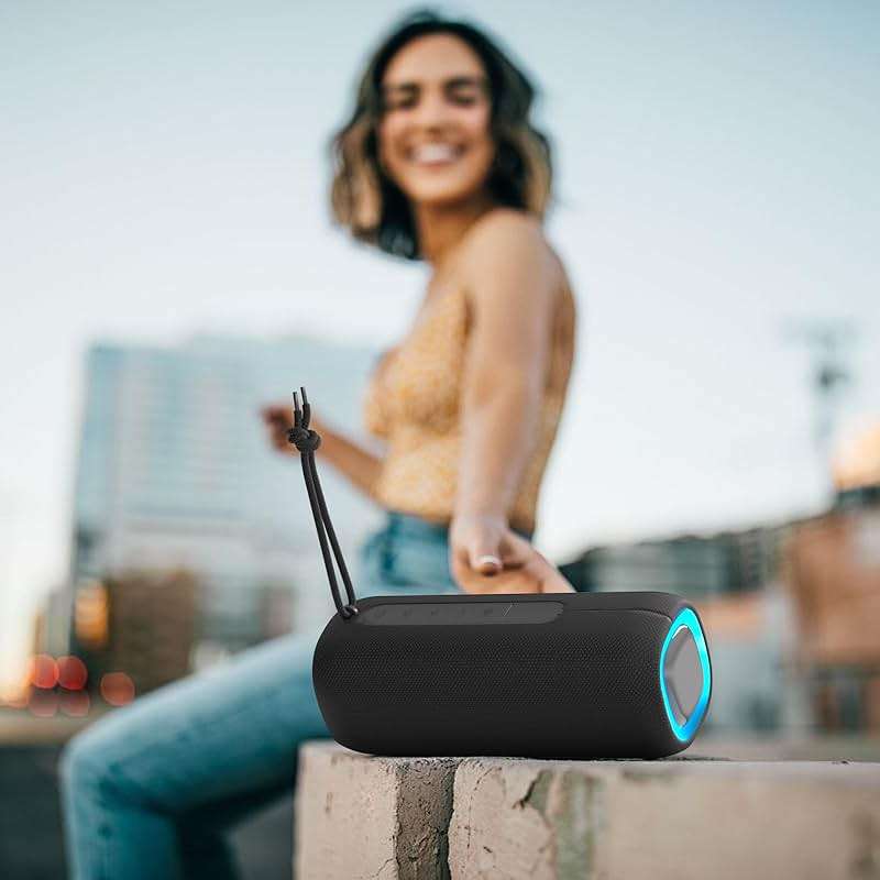 PEICHENG Bluetooth Speaker, Portable Wireless Clear Loud Stereo Sound IPX5 Waterproof with RGB Lights BT5.3 Long Playtime TWS Pairing,for Home Party Outdoor Beach,Great Gift Choice (Black) - Image 7