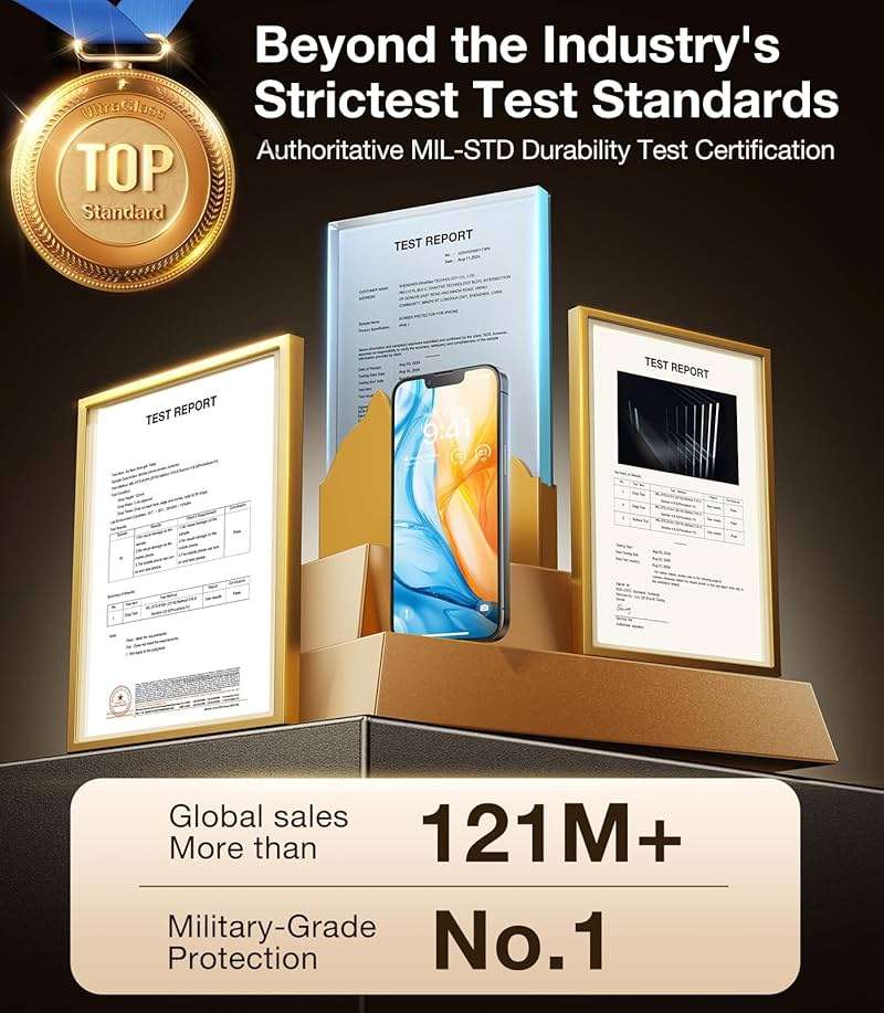 UltraGlass UNBREAK TOP 9H+ Armor for iPhone 17e/ 16e Screen Protector 6.1'' (No.1 Military Grade Shatterproof) Screen Protector 17e/ 16e Tempered Glass (Longest Durable & Full Edge Coverage) 2 Pack - Image 2