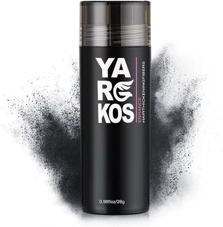 Yargkos Hair Fibers for Thinning Hair or Fill In Fine, Hair Building Fibers (28g) for Women & Men, Hair Powder for Instantly Thicker, Fuller Looking - DARK GRAY - Image 1