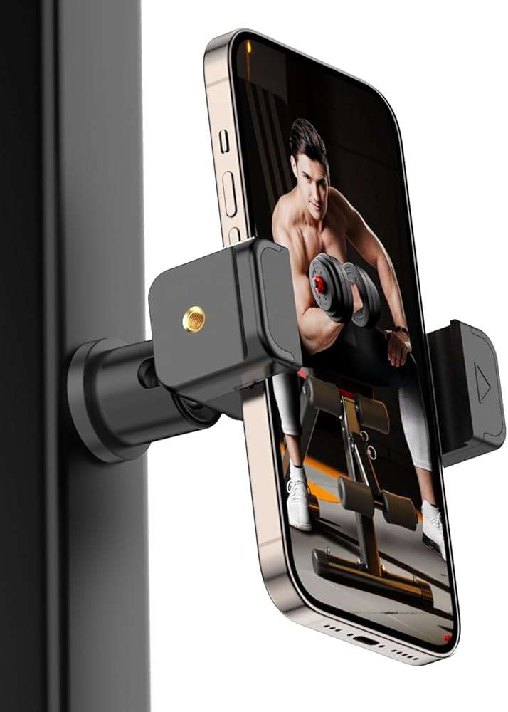 Gym Magnetic Phone Holder, 360°Adjustable, Portable Magnetic Phone Holder Mount for Gym, Attaches to Metal Surfaces, Gym Accessories for Men and Women Workout, Compatible with 4-7" Smartphones - Image 1