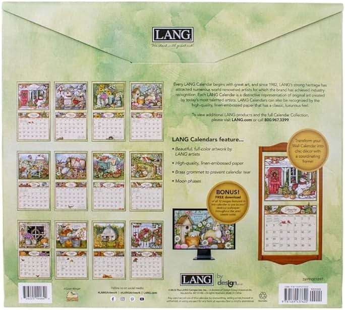 Lang Bountiful Blessings 2026 Wall Calendar – 13.4″ × 12″, 12-Month Calendar with Stapled Binding, Linen-Embossed Art & Inspirational Scripture by Susan Winget - Image 2